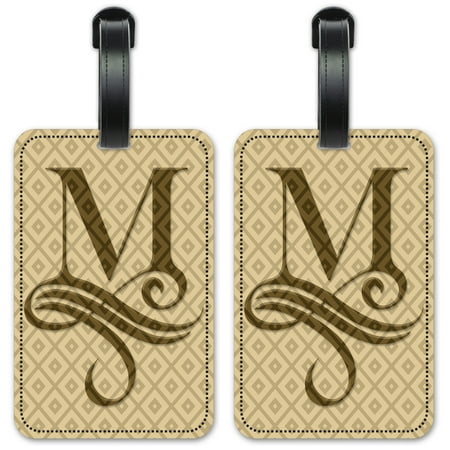 Letter "M" Monogram - Luggage ID Tags / Suitcase Identification Cards - Set of 2