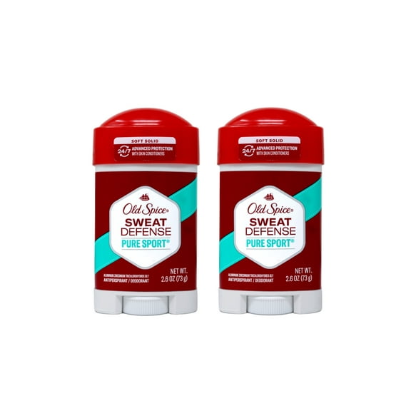 Old Spice Hardest Working Collection Deodorant, Pure Sport Plus, 2.6 oz, 2 Pack