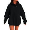 thumbnail image 3 of Kopltyrfg Oversized Hoodie for Women Trendy Hoodies Basic Solid Sweatshirts with Pocket Fleece Pullover Fashion Casual Tops Black 3XL, 3 of 6