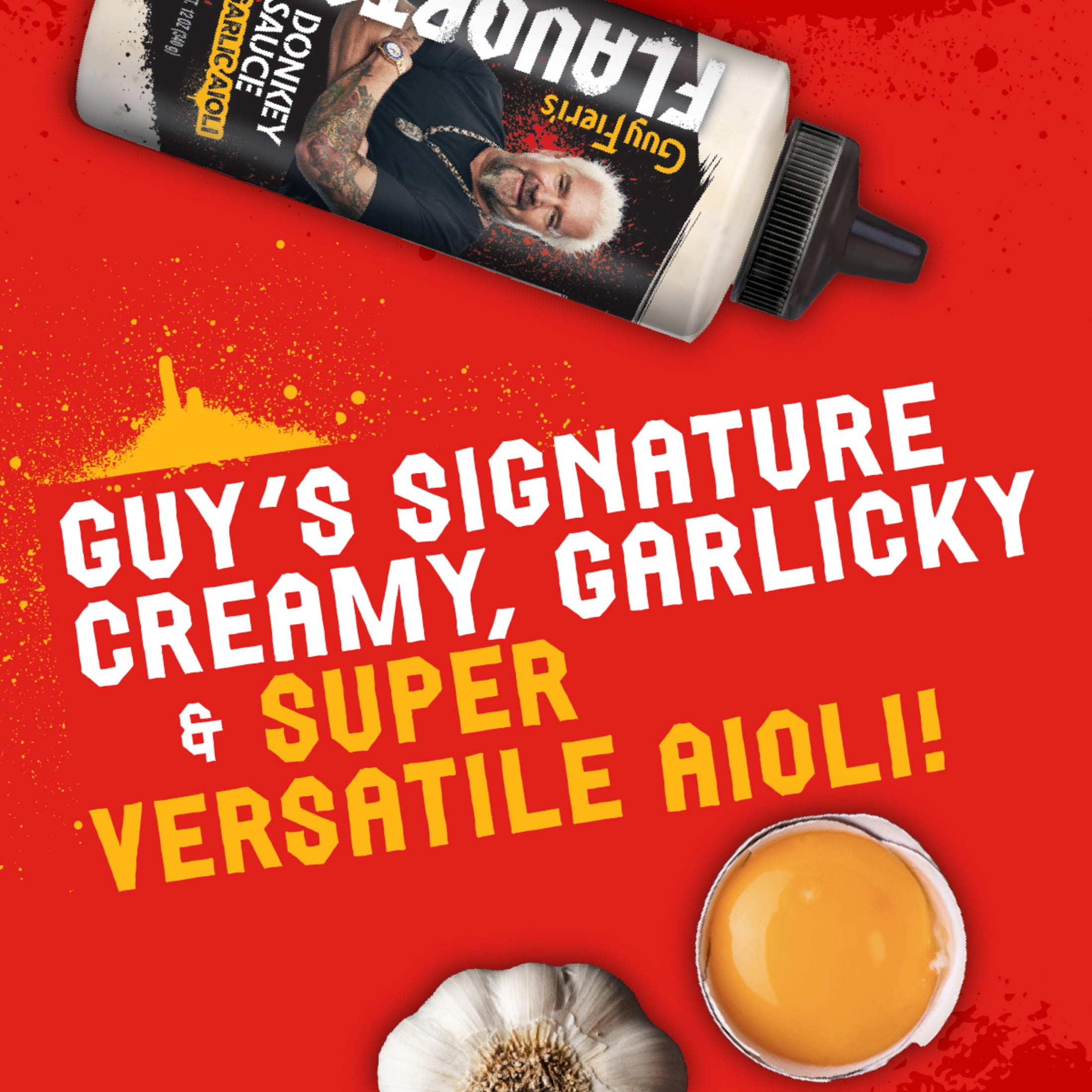 Guy Fieri Flavortown Famous Donkey Sauce, Restaurant-Style Garlic Aioli for Burgers and Fries, 12 oz