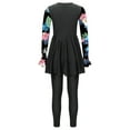 thumbnail image 4 of RUNQHUI Kids Girls UPF 50+ Rash Guard Swimsuits 2 Pieces Long Sleeves Dress with Pants Set Black 14, 4 of 7