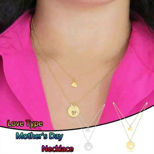 Collar de melocotón para el Día de la Madre para Mujeres - Colgante de aleación Love con cadena ajustable de 45+5 cm - Regalo para mamá, San Valentín y boda