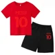 thumbnail image 3 of Nueva camiseta y pantalones cortos con estampado de Messi para niños y adolescentes, conjunto de 2 piezas, ropa de fútbol para niños y niñas, traje deportivo de moda de manga corta de verano, 3 of 5
