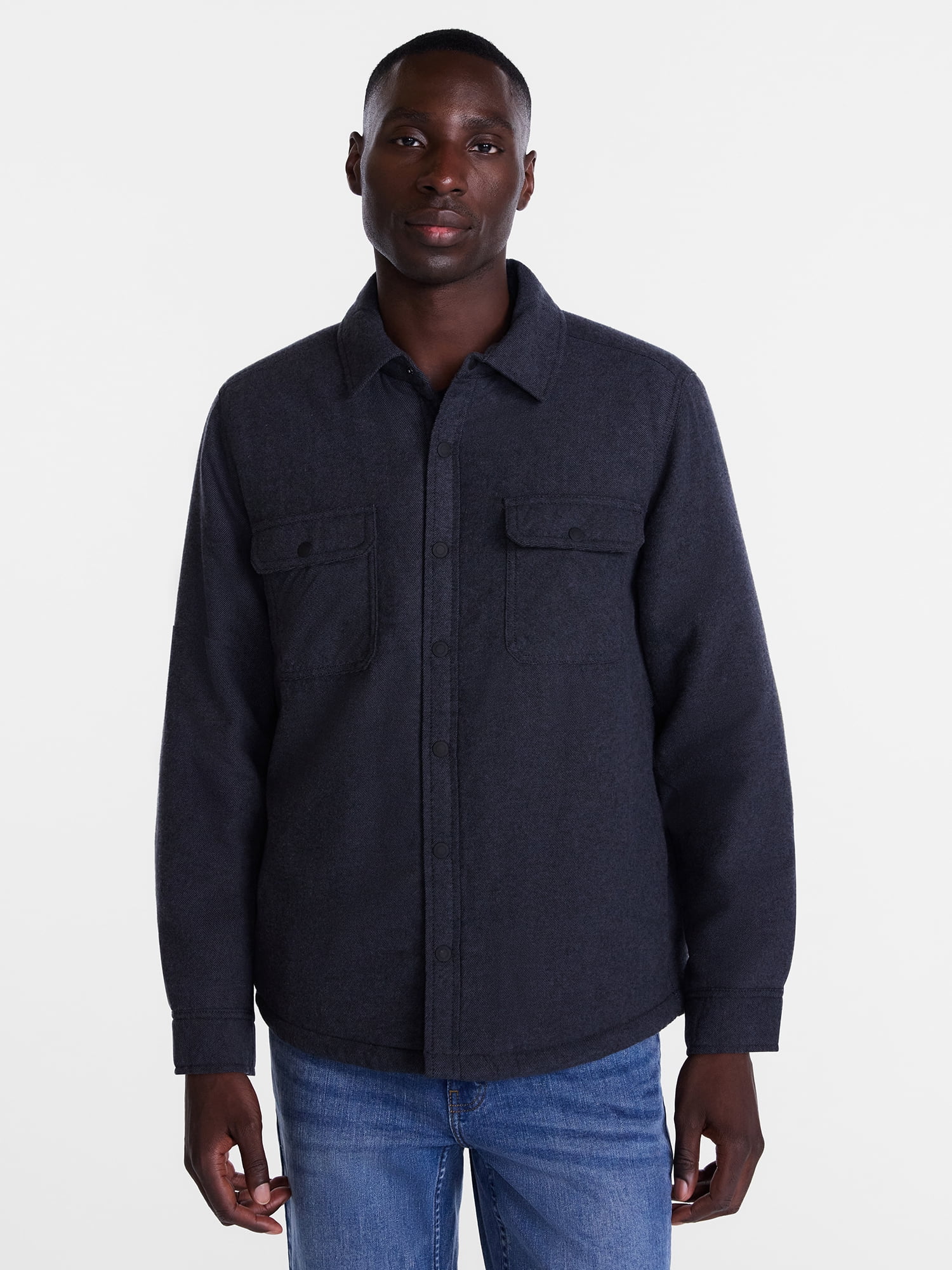 George Men's and Big Men's Shirt Jacket with Long Sleeves, Sizes S-3XL