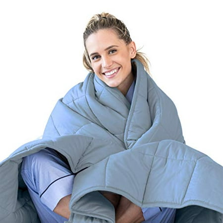 Luna Adult Weighted Blanket - Individual Use - 10 Lbs - 60x80 - Queen Size Bed - 100% Oeko-Tex Cooling Cotton & Glass Beads - USA Designed - Heavy Cool Weight - Granite Blue