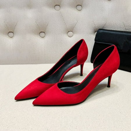 

YCNYCHCHY Sexy Women 6cm 8cm High Heels Blue Pink Pumps Pointed Toe Genuine Suede Leather Shoes For Woman Ladies Wedding Bride