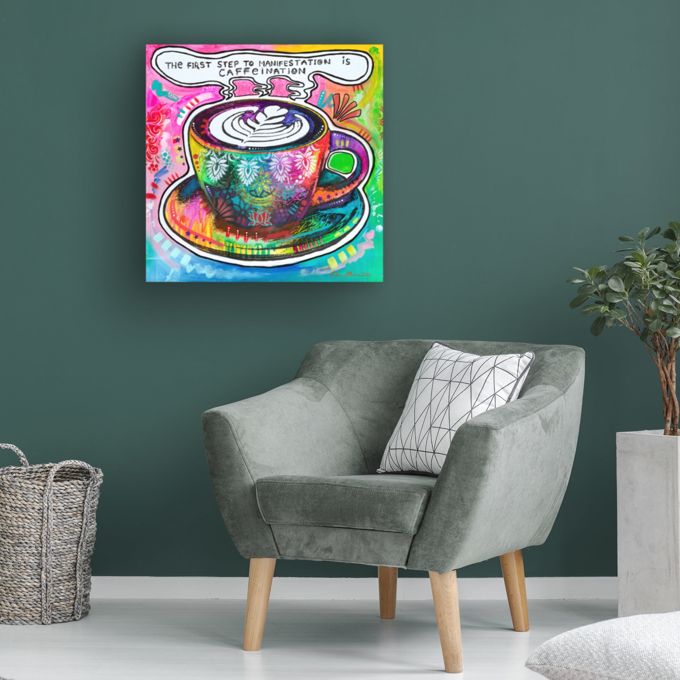 Canvas Wall Art - Dean Russo 'Caffeination' Wall Art for Living Room, Bedroom, or Office Décor by Trademark Fine Art - 35 x 35 Inches