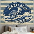 thumbnail image 2 of Nawypu  Modern Tapestry, Pacific Waves Surf Camp and Hawaii Logo Motif Effects Design, Wide Wall Hanging for Bedroom Living Room Dorm, Khaki Slate Blue, 2 of 6