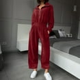 thumbnail image 4 of UPPADA Womens One Piece Jumpsuit Sets Travel Outfits Half Zip Overall Wide Leg Pants Dressy Outfits for Women Wine,M, 4 of 7