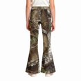thumbnail image 5 of Grblisyd Girls Flare Leg Uniform Pants High Waist Fashion Camo Maple Leaf Print Bell Bottoms With Button and Pockets, 5 of 6