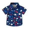 thumbnail image 5 of MKOSPLRT Independence Day Kids Tops Short Sleeve Button Down Shirts Funny Stars Striped Print T Shirts Cute Holiday Party Tee Shirts, 5 of 9