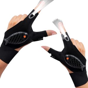 Becikitc Flashlight Gloves LED Work Gloves with Light Rechargeable 1 Pair Black