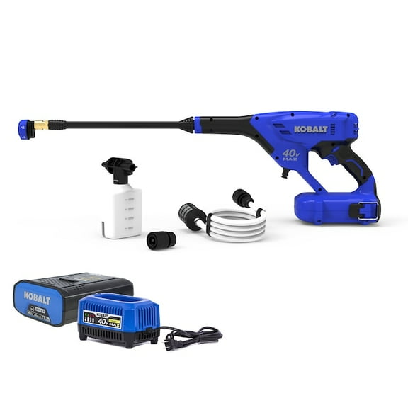 Kobalt 600-PSI 0.8-GPM Cold Water Battery Pressure washer with 5 Spray Tips (Charger Included)