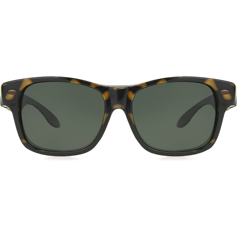 Solar Shield Iconic Lakewood Fits Over Sunglasses Tortoise frame Green lenses 54 mm