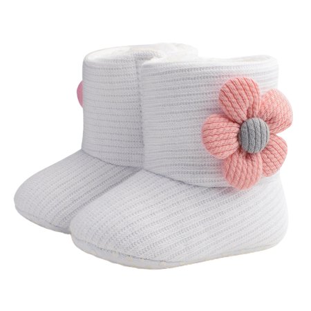 

huanledash Baby Boot 1 Pair Baby Boots Eye-catching Wear Resistant Cotton Floral Style Toddler Winter Warm Cartoon Boots for Autumn