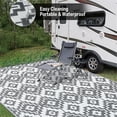 thumbnail image 4 of Outdoor Rugs 6'x9' on Sale Clearance Plastic Straw Waterproof Reversible Patio Rugs Geometric Lightweight Carpets for RV Camping Deck Balcony Beach Picnic Porch, Gray White, 4 of 4
