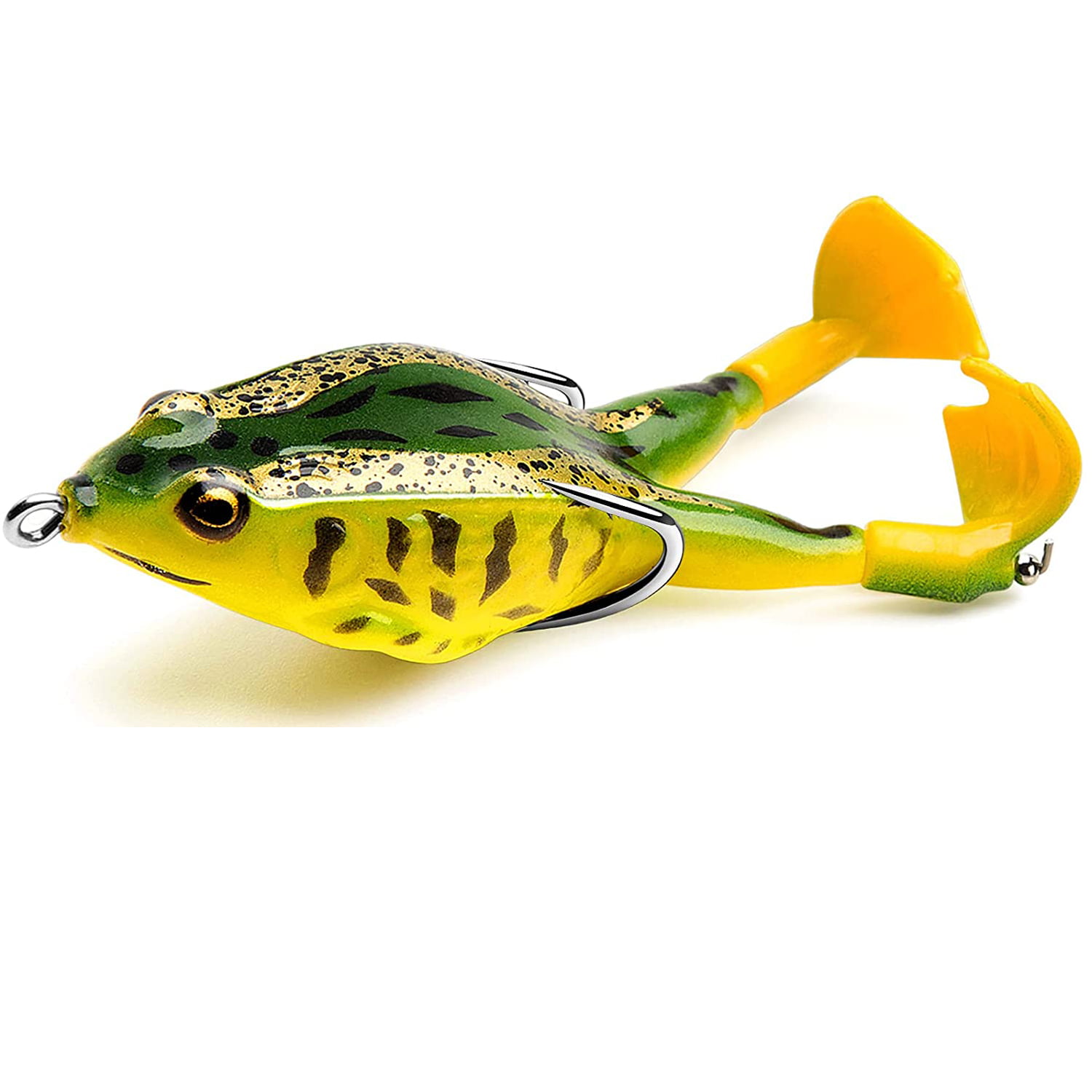 Portable Lifelike Soft Fishing Lures Rubber Frog Bass Bait Double Propellers 