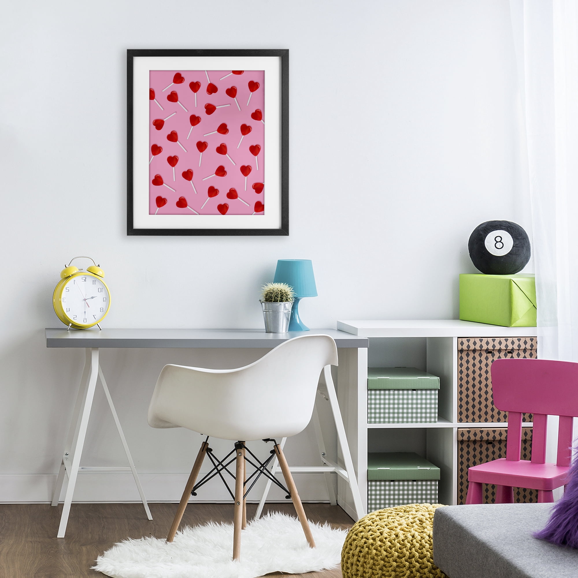Stupell Industries Heart Lollipop Pattern Black Framed Print Under Glass, design by LISH Creative