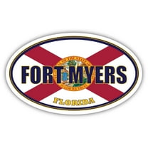 Fort Myers City Florida State Flag | FL Flag Lee County Oval State Colors Bumper Sticker Car Decal 3x5 inches