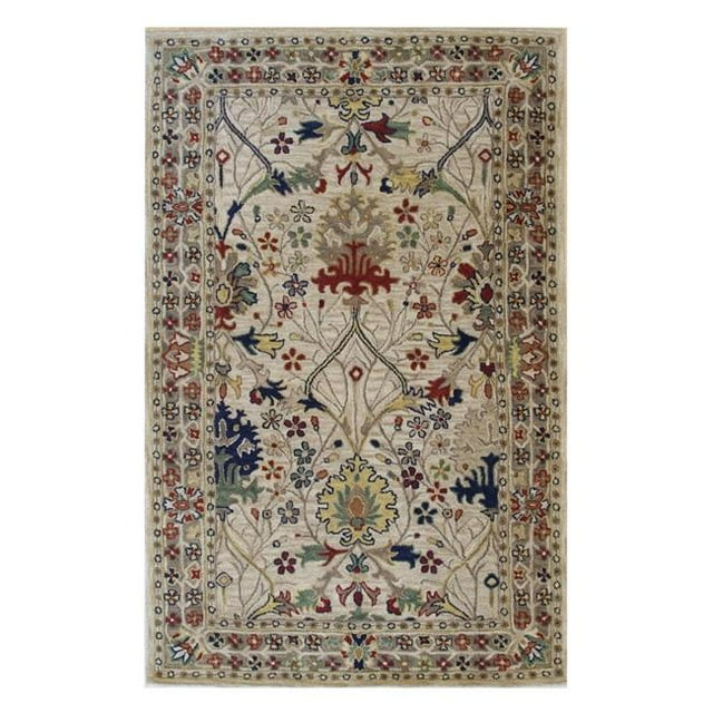 EORC Eastern Rugs OT31IV8X8R 7 ft. x 9 in. Hand-Tufted Wool Ivory Traditional Oriental Morris Rug