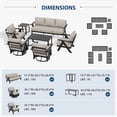 thumbnail image 4 of INTER HUT Urban Anvil 7 PCS Metal Patio Conservation Set, 2 Patio Chairs 2 Swivel Rockers Couch Coffee Table Side Table, Black/Beige, 4 of 10