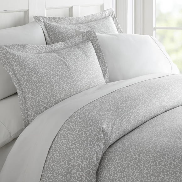 Simply Soft Premium Vine Trellis 3 Piece Duvet Cover Set, King, Gray