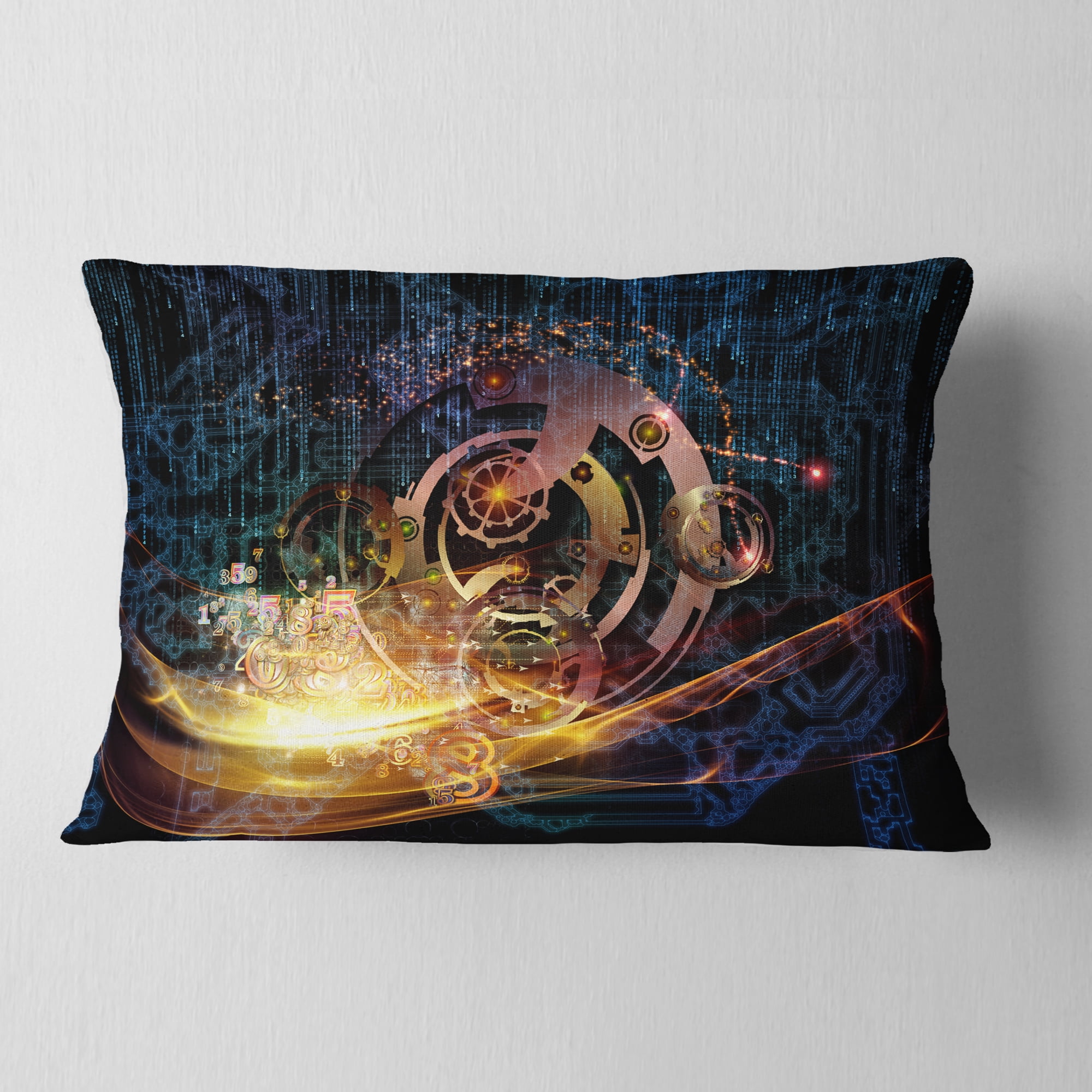Designart Lights of Gears - Abstract Throw Pillow - 12x20