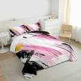 thumbnail image 3 of Manfei Modern Geometric Bedding Comforter Set,Abstract Graffiti Striped Twin Comforter Sets,Pink Black White Bedding Set For Girl Kids,Breathable Home Decor Reversible,2pcs, 3 of 8