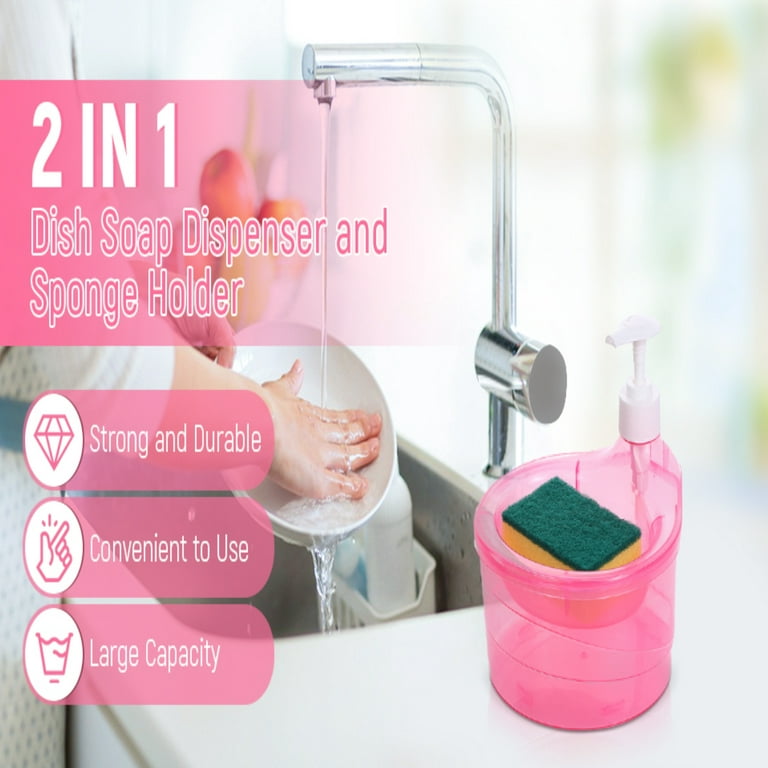3 In 1 Pump Soap Holder With Sponge Holder, Brush, And Dish