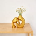 thumbnail image 6 of Gold Vase Set of 2 - Creative Heart Shaped Hugging Resin Vase Style Couple Vase Home Decor,Modern Tabletop Flower Vase for Living Room Coffee Table Bookshelf Shelf Entryway, 6 of 6