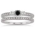 thumbnail image 2 of 1.5 Carat Black Diamond Three Stone Bridal Set on 10k White Gold, 2 of 3