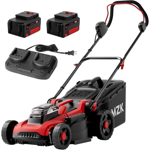 MZK 40V 16" Electric Lawn Mower, 2-in-1 Brushless Cordless Lawn Mower, Walk-Behind Push Mowers with 5-Position Height Adjustment, 2 x 4.0Ah Batteries & Charger Included, LM16B011