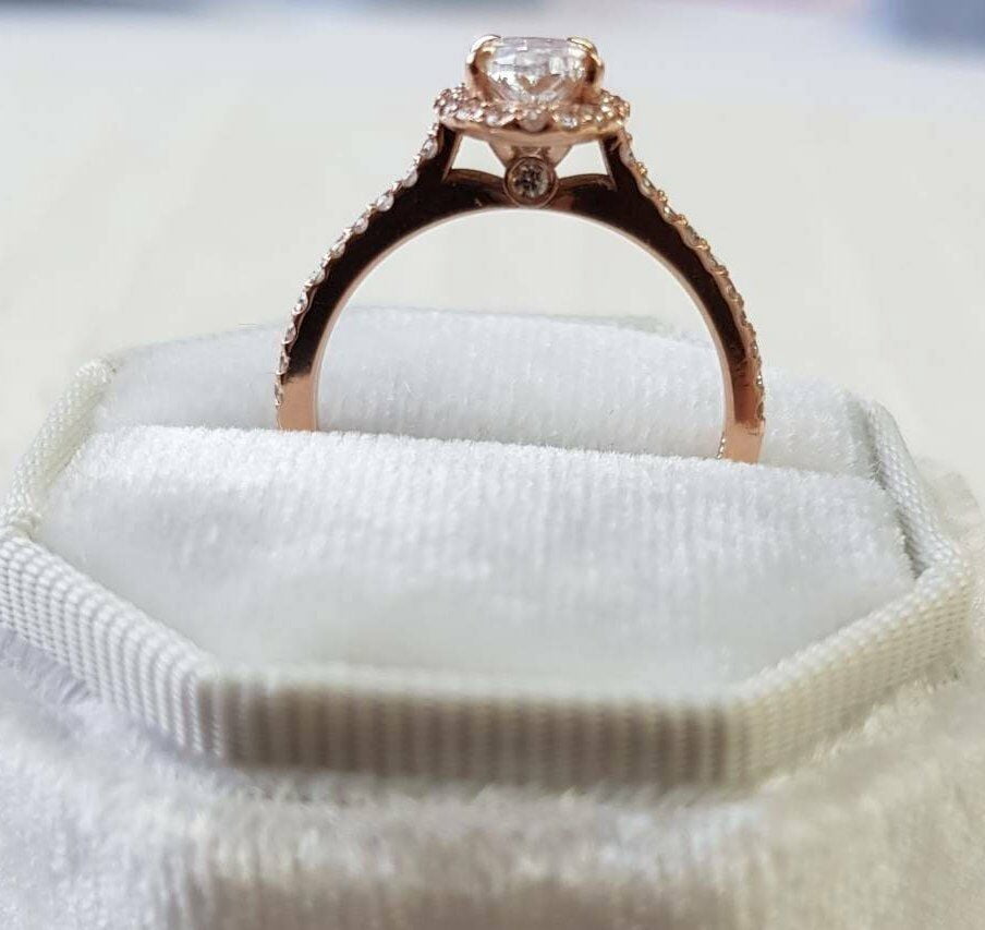 HeartsAndYou 2.3ct Oval Cut Moissanite Accent Solitaire Engagement Ring for Women 18k Rose Gold over Silver