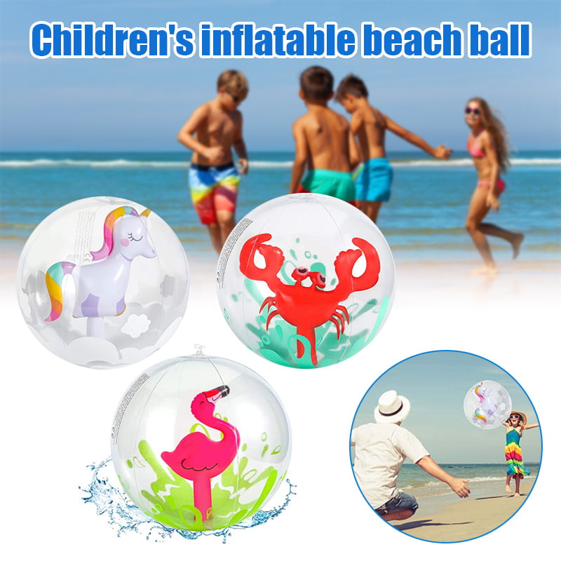 3Pcs Multi-Colored Inflatable Balls for Kids Beach Pool Ball Toys 