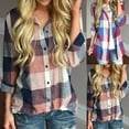 thumbnail image 4 of Powerdelux Women's Plaid Shirt Button Down Loose Plaid Shacket Button Down Shirt Jacket, 4 of 4