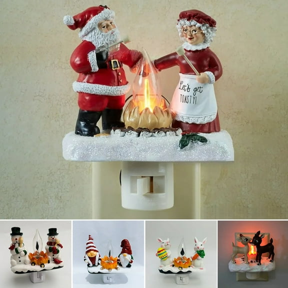 Dserfhy Christmas Campfire Flickering Night Light 3D LED Small Electric Light with Faux Flicker Flame for Holiday Indoor Decorations