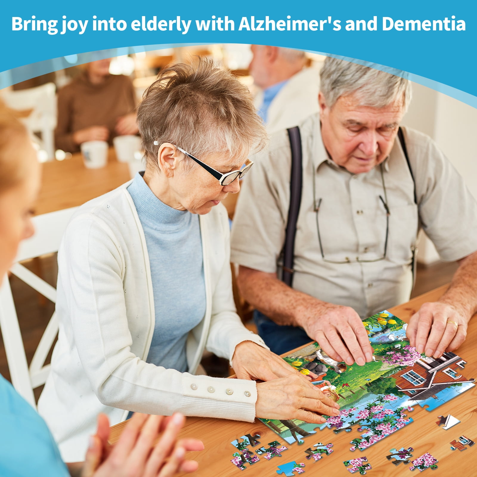 Sunhigh Dementia Puzzles for Elderly, Set of 2-100 Piece Jigsaw Puzzle, Alzheimer’s Products and Activities for Seniors (Beautiful Memories)