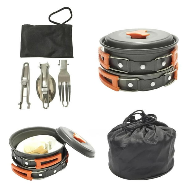 Sonducket Juego de utensilios de cocina para acampar, juego de ollas plegables portátiles para acampar, juego de cubiertos con bolsa de almacenamiento Kits de desorden para acampar Sonducket OD005996-00