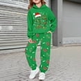thumbnail image 2 of Ulitacool Boys Outfits Long Sleeve Tracksuit Graphic Print Hooded And Pants Play Two Piece Outfit For Kids Youth Trend Wear Green 7-8 Years, 2 of 5