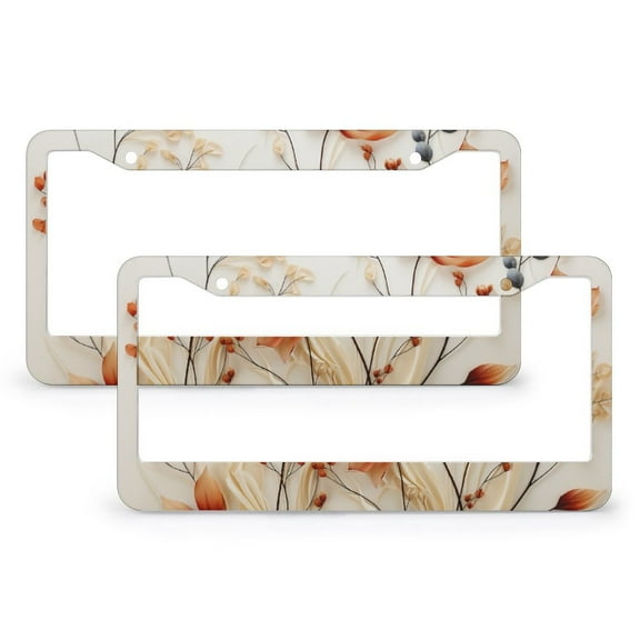 2 Pcs Set Autumn Orange Fall Leaves License Plate Frame Autumn Thanksgiving Day License Plate Cover Front Plates Frames Car Tag Frame Quality Aluminum 2 Round Holes for Women
