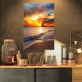 thumbnail image 1 of Yellow Sunset Through Dark Clouds - Large Seashore Canvas Print, 1 of 3