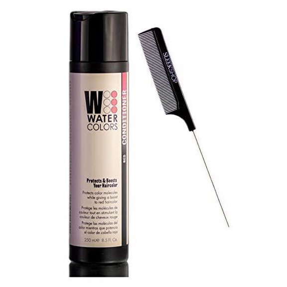 Watercolors by Tressa Color Depositing Sulfate-Free Shampoo, Haircolor (w/ Sleek Comb) Water Colors Hair Dye Maintenance Wash (CONDITIONER - Red - 8.5 oz) (PACK OF 4)