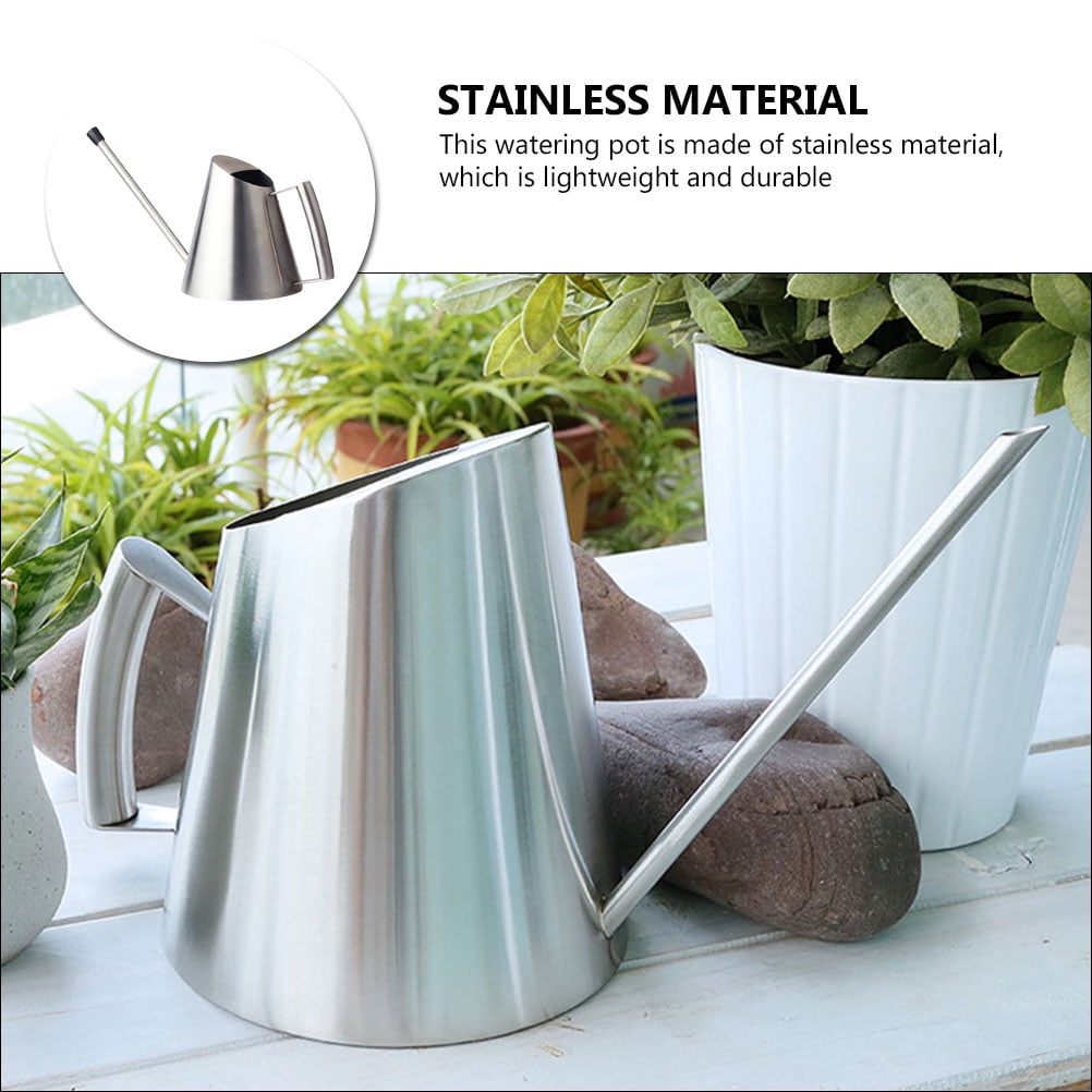 MLINS 2pcs Long Spout Watering Can Stainless Steel Water Can Pot Metal Gardening Sprinkler Watering Bucket for House Plants Succulents Flowers 400ml