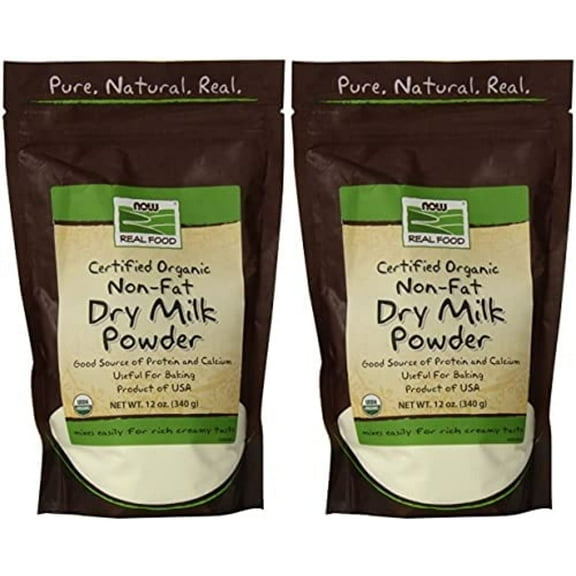 Now Natural Foods, Organic Non-Fat Dry Milk Powder With Protein And Calcium, Product Of The Usa, 12-Ounce (Packaging May Vary) (Pack Of 2)