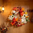 thumbnail image 5 of Fall Harvest Artificial Floral Hoop Wreath, Autumn Maple Leaf & Pumpkin Decorative Wall Hanging, Thanksgiving Themed Sunflower & Berry Door Wreath, 5 of 5