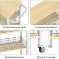 thumbnail image 3 of Slim Storage Cart Narrow Laundry Cart on Wheels Utility Kitchen Rolling Rack with Wood Tabletop Mobile Shelving Unit Bathroom Storage Organizer Slide Out Rolling Tower for Narrow S, 3 of 7