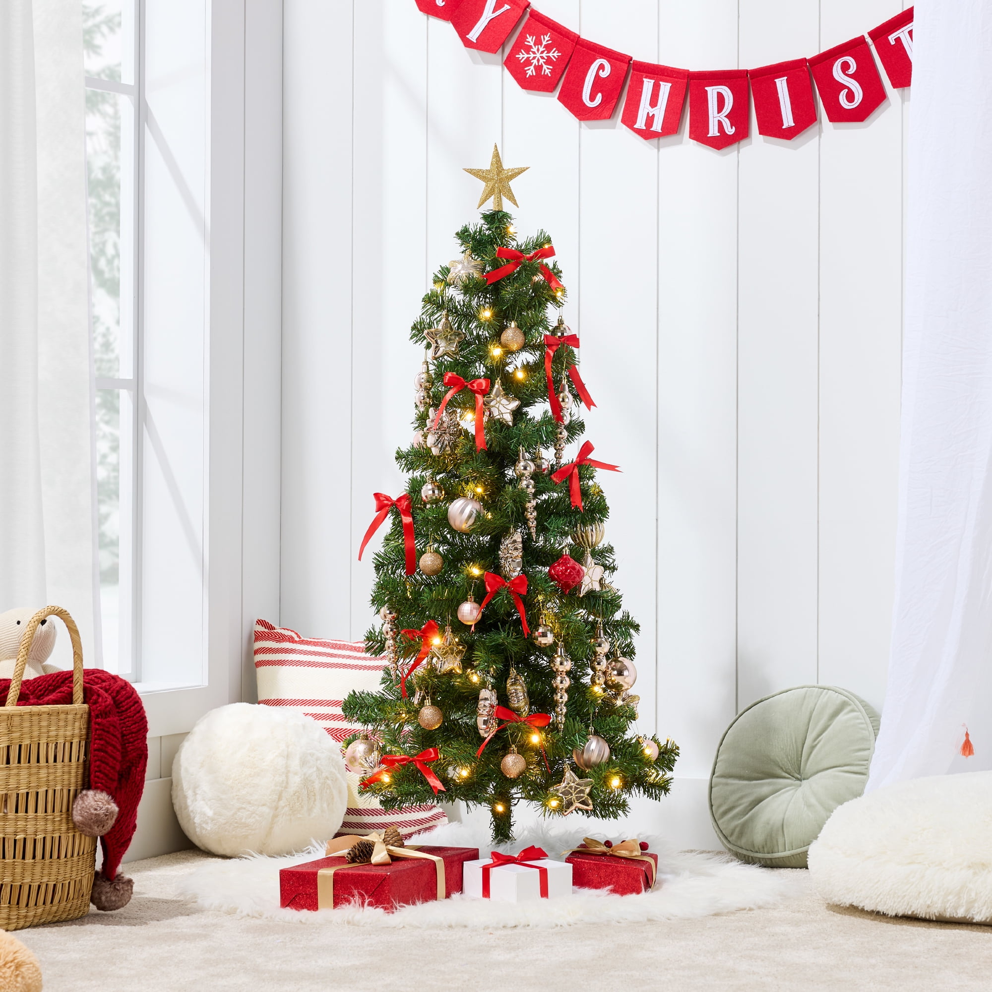 Best Choice Products 4ft Prelit Colored Christmas Tree, Artificial Tree Holiday Decor w/ LED Lights - Green Spruce