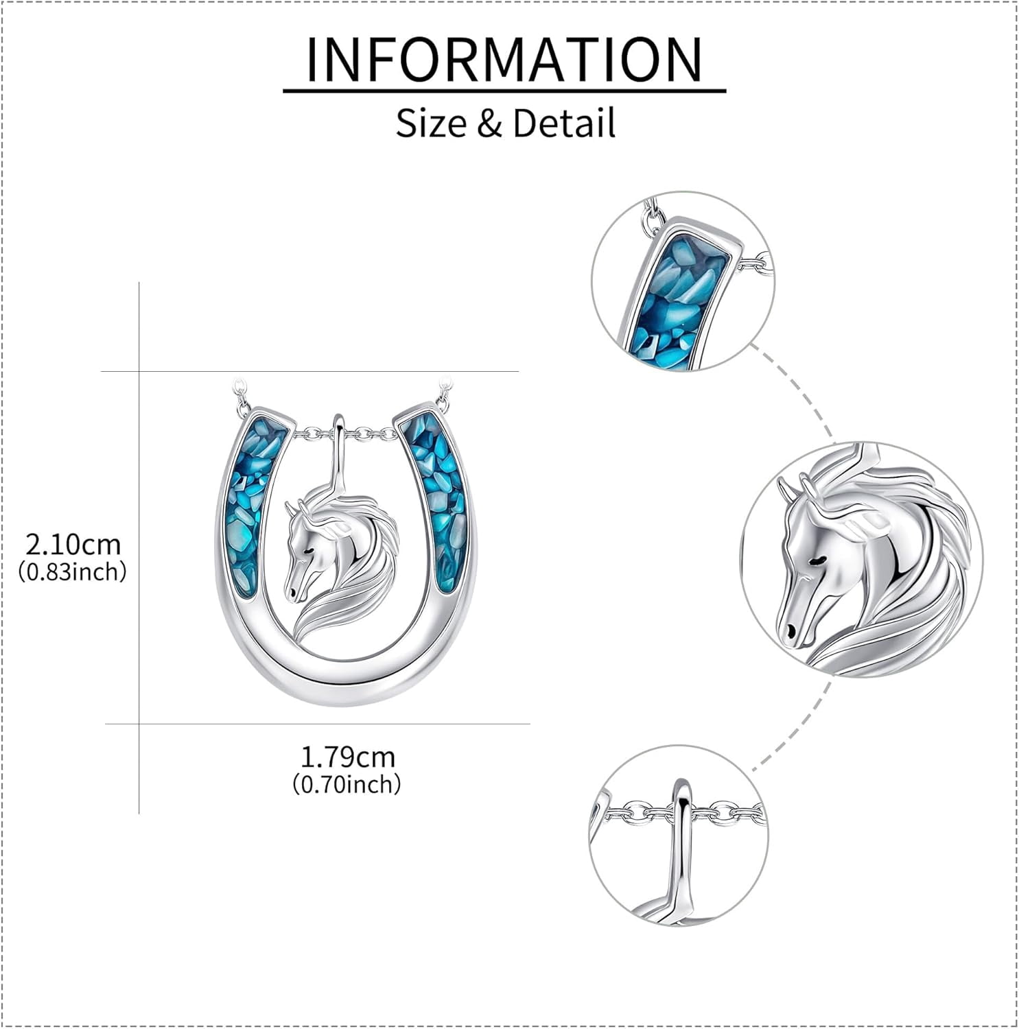 Horse Necklace 925 Sterling Silver Horseshoe Necklace for Women Western Equestrian Jewelry
