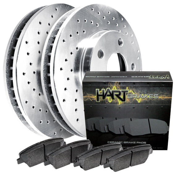 Hart Brakes Rear Brakes and Rotors Kit |Rear Brake Pads| Brake Rotors and Pads| Ceramic Brake Pads and Rotors |fits 1995 Volvo 940, 1995-1997 Volvo 960