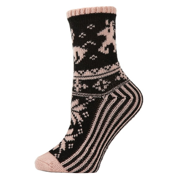 MeMoi Women's Embroidered Reindeer Sweater Knit Crew Socks - Mens - Male